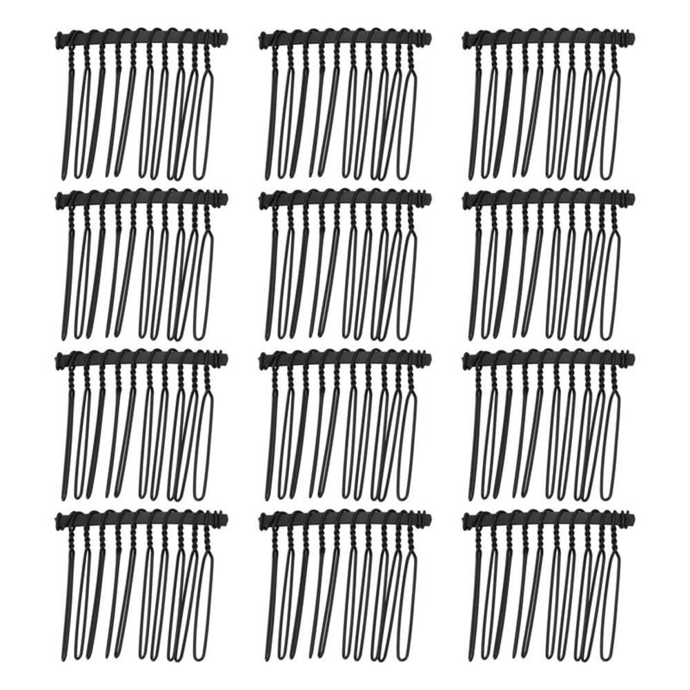 12 Pcs No Slip Hair Side Combs Accessories Metal Black 1.6"